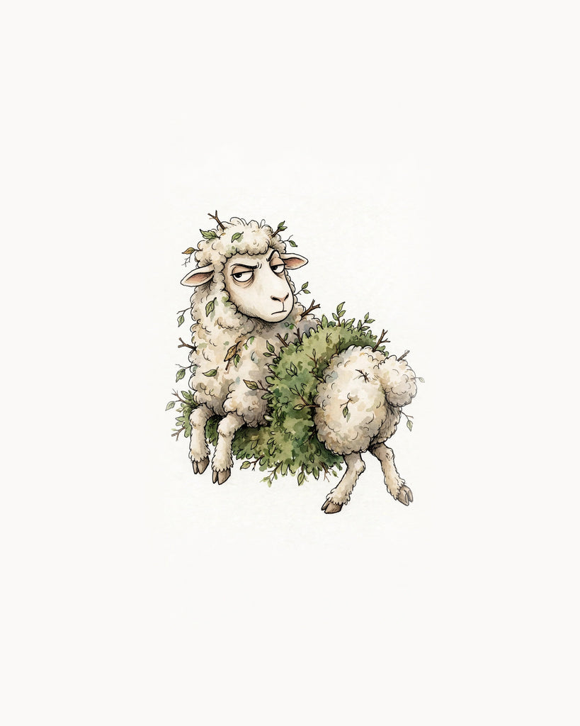 Wordless holy moly High-Maintenance Sheep watercolor art print — the artwork alone on a warm cream background, no text