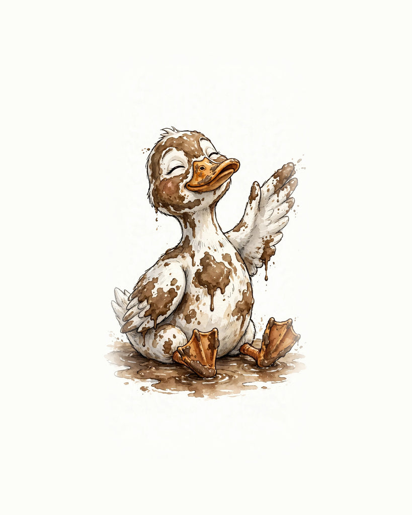 Wordless holy moly Muddy Duck watercolor art print — the artwork alone on a warm cream background, no text