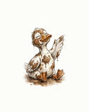 Wordless holy moly Muddy Duck watercolor art print — the artwork alone on a warm cream background, no text