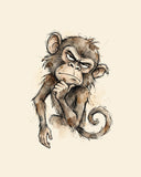 Wordless judgmental Monkey watercolor art print — the artwork alone on a warm cream background, no text