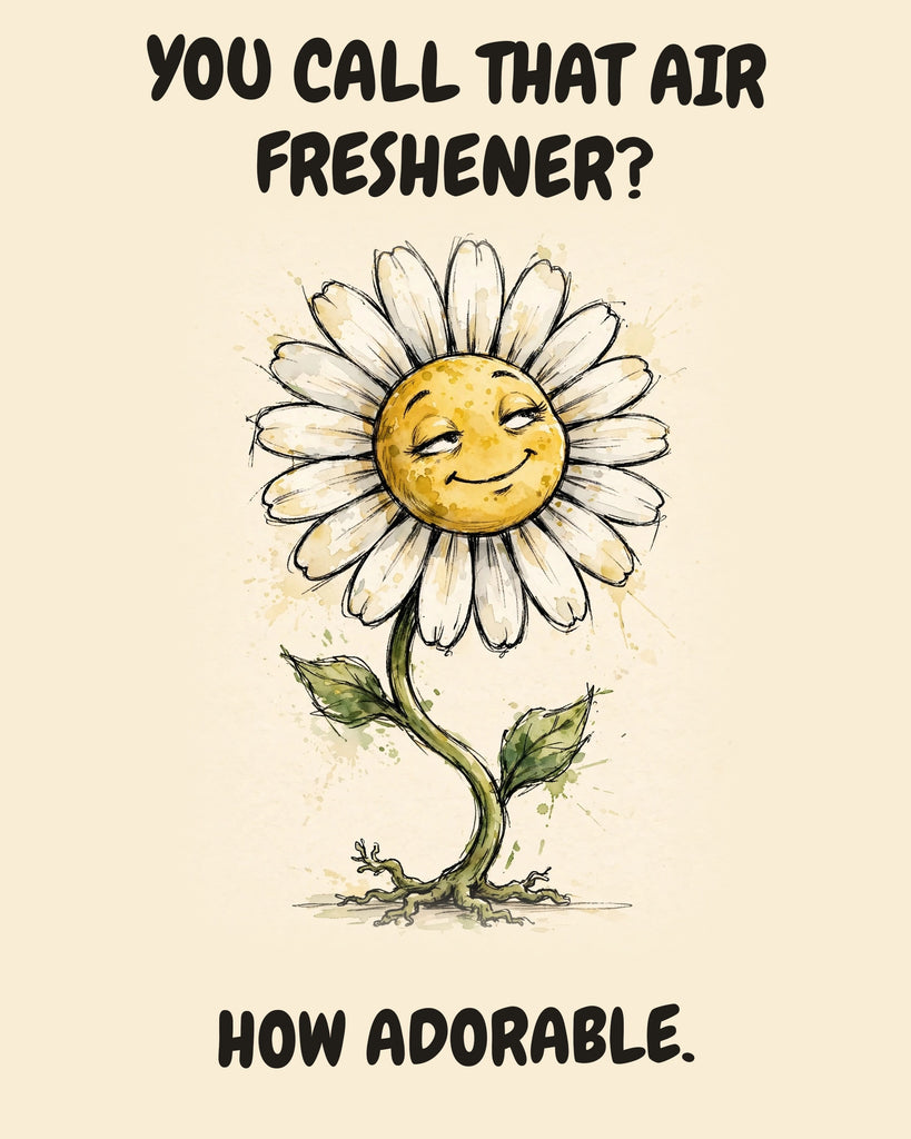 Daisies watercolor art print with the saying "YOU CALL THAT AIR FRESHENER? HOW ADORABLE."
