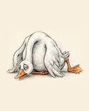 Wordless exhausted Goose watercolor art print — the artwork alone on a warm cream background, no text