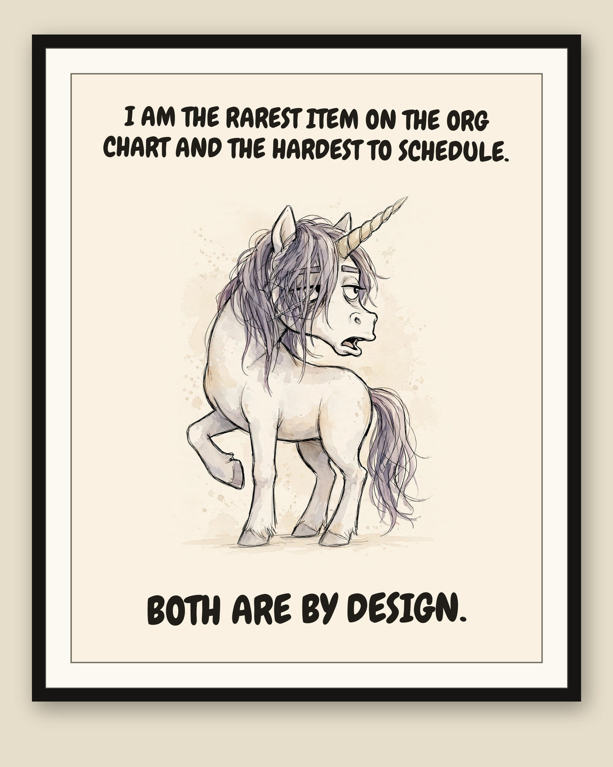 The same print shown framed with a cream mat — frame for display only, not included