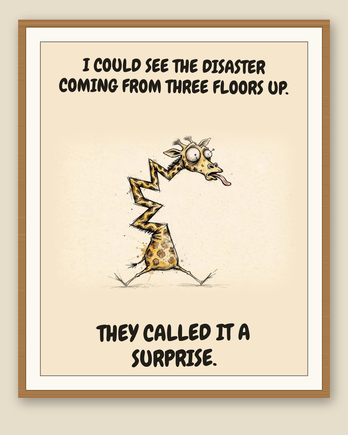 The same print shown framed with a cream mat — frame for display only, not included