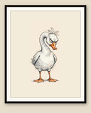The same wordless print shown framed with a cream mat — frame for display only, not included