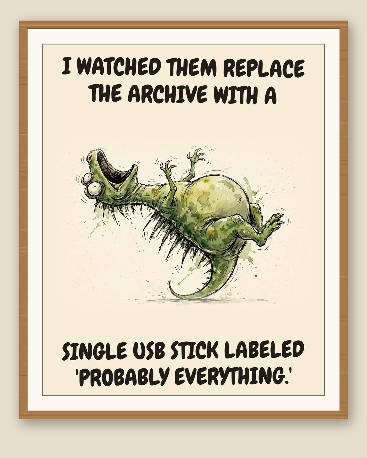 The same print shown framed with a cream mat — frame for display only, not included