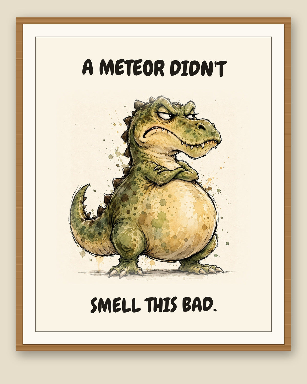 The same print shown framed with a cream mat — frame for display only, not included