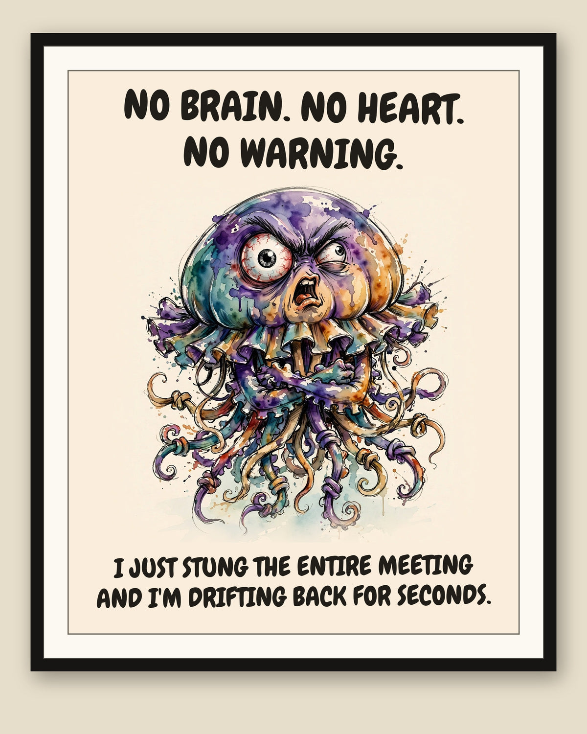 The same print shown framed with a cream mat — frame for display only, not included