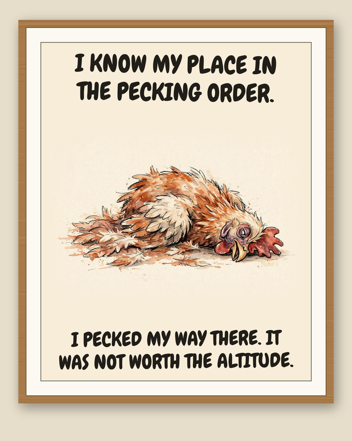 The same print shown framed with a cream mat — frame for display only, not included