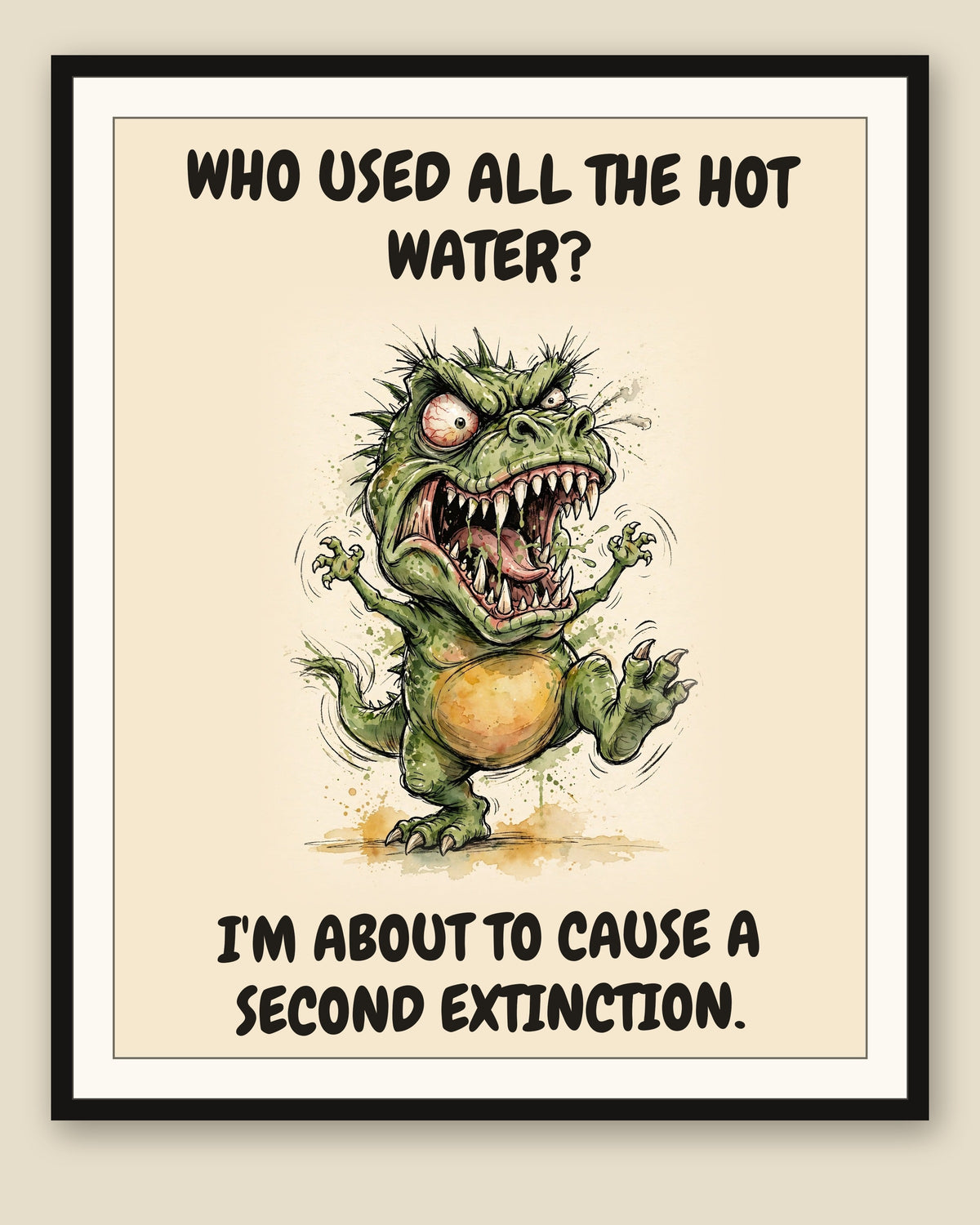 The same print shown framed with a cream mat — frame for display only, not included