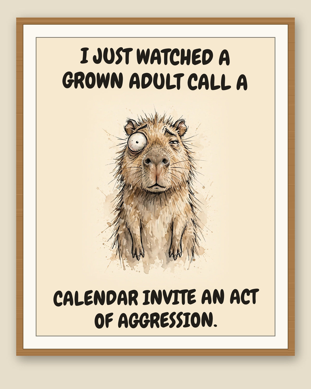 The same print shown framed with a cream mat — frame for display only, not included