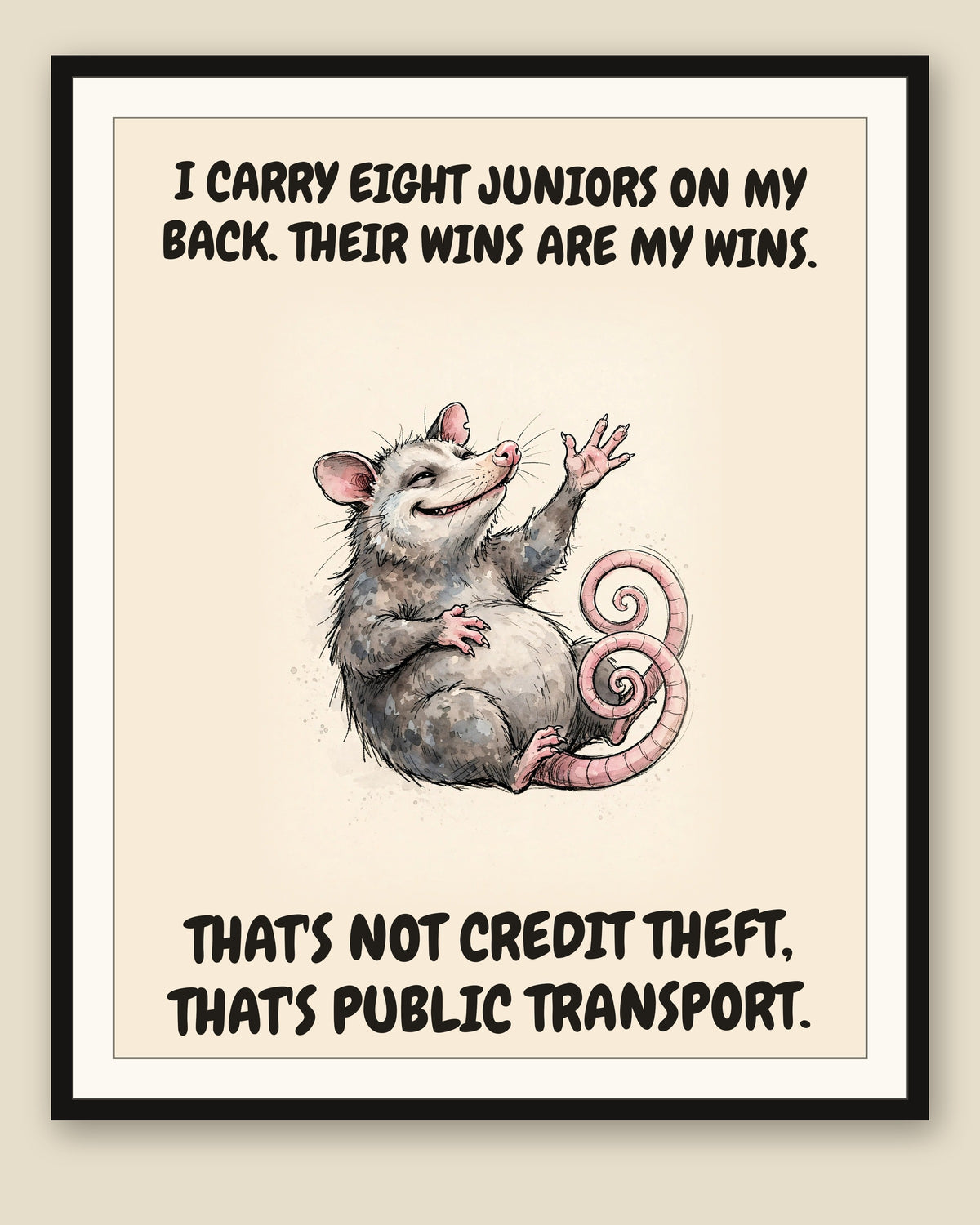 The same print shown framed with a cream mat — frame for display only, not included