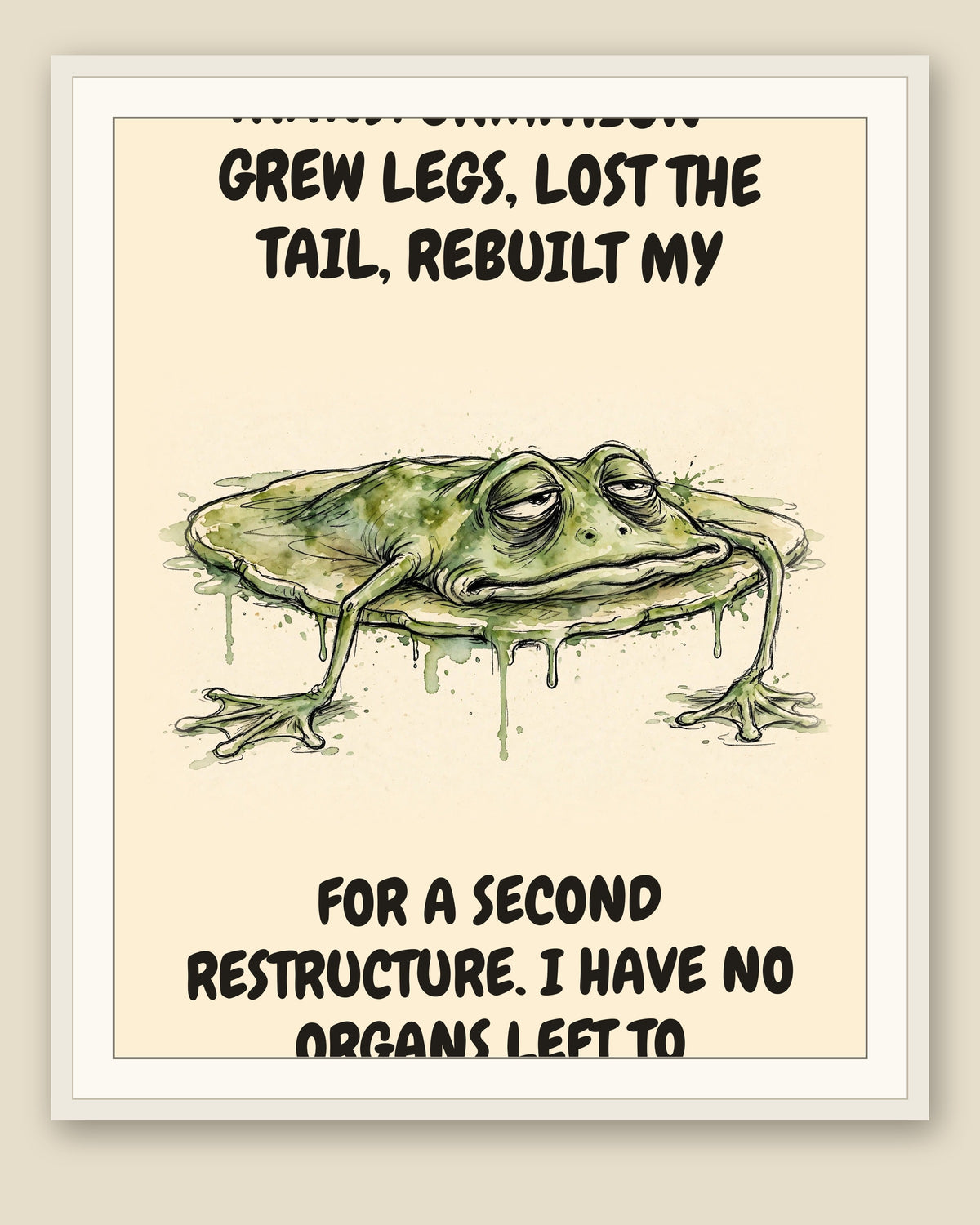 The same print shown framed with a cream mat — frame for display only, not included