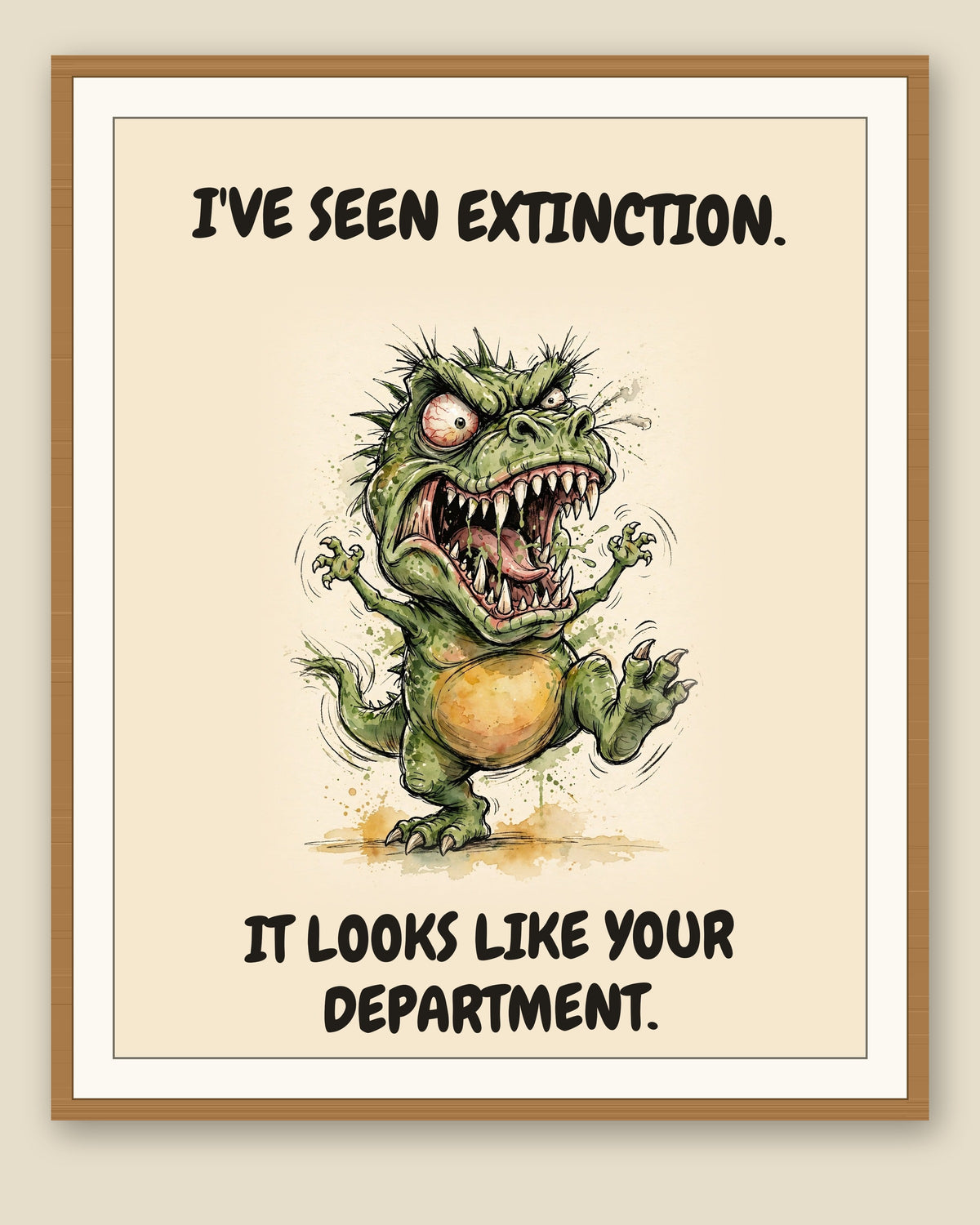 The same print shown framed with a cream mat — frame for display only, not included
