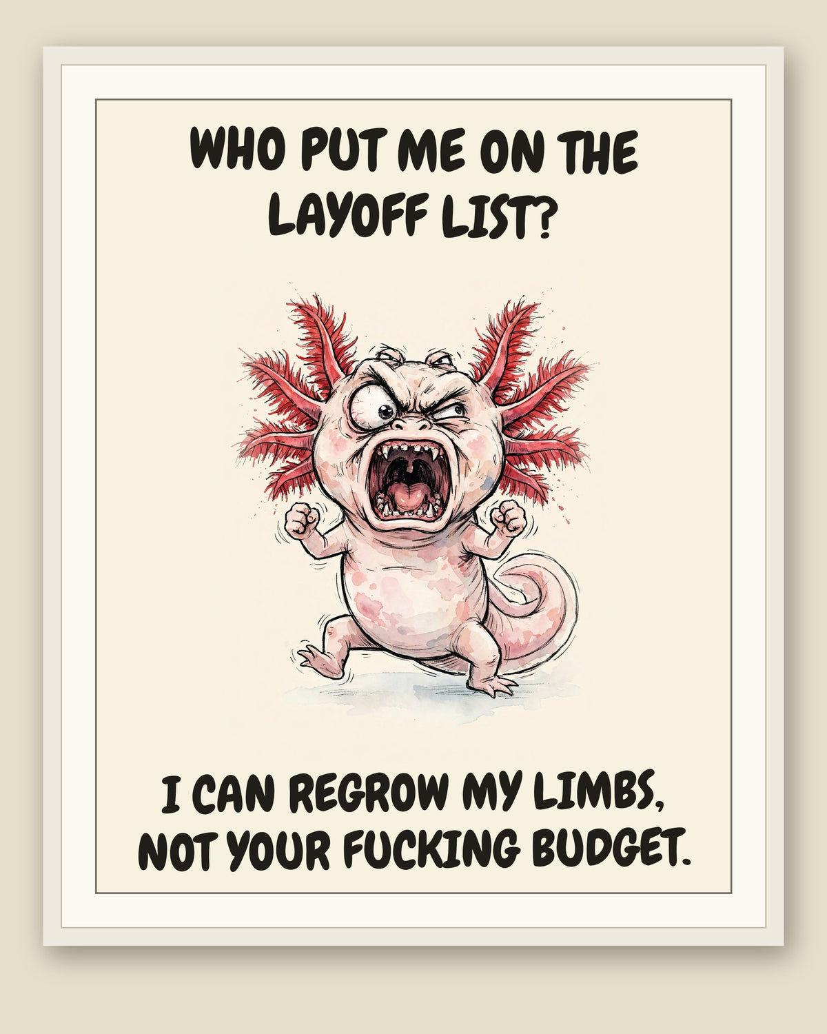 The same print shown framed with a cream mat — frame for display only, not included