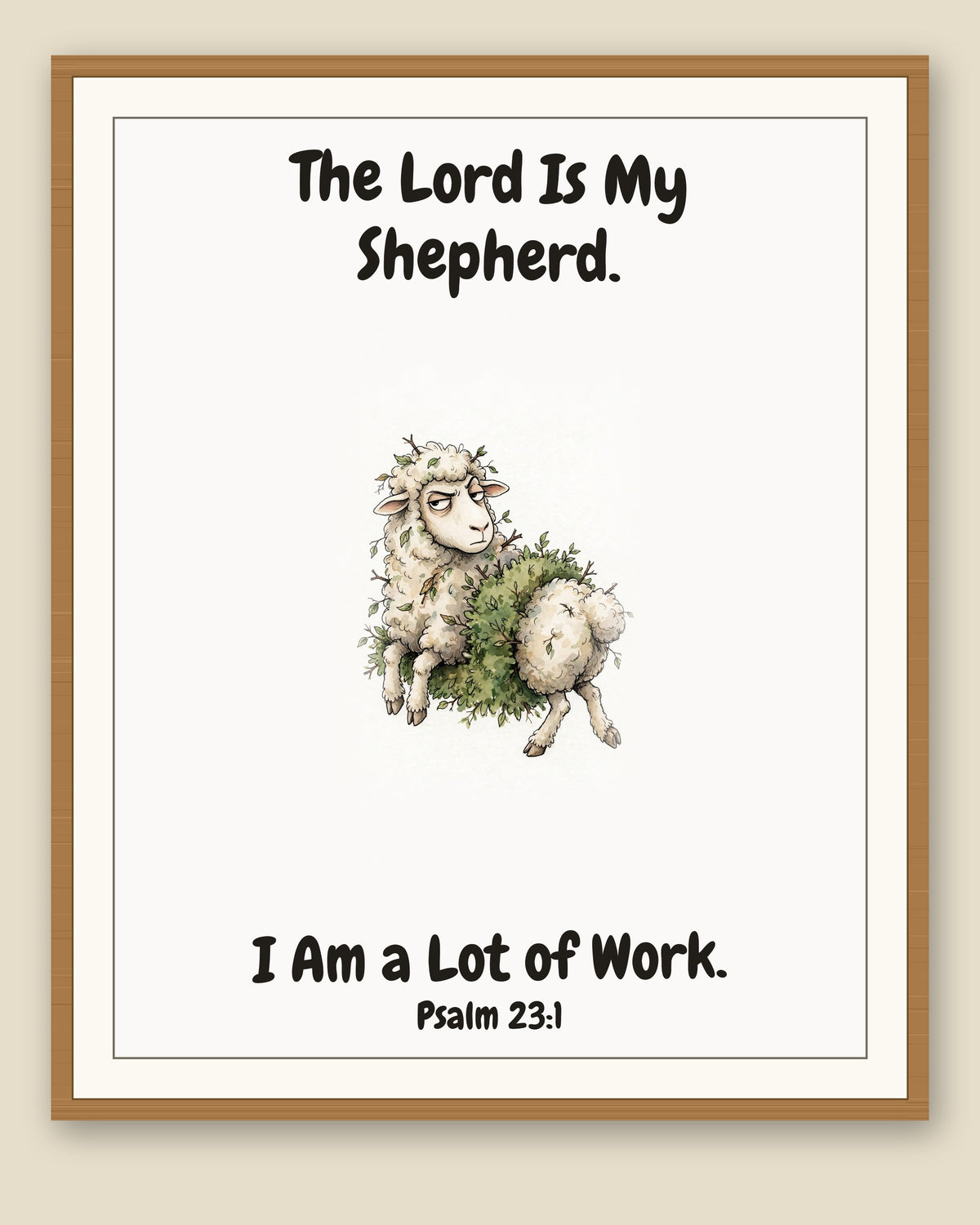 The same print shown framed with a cream mat — frame for display only, not included