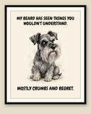 Framed display mockup — frame not included. Judgmental Miniature Schnauzer art print.