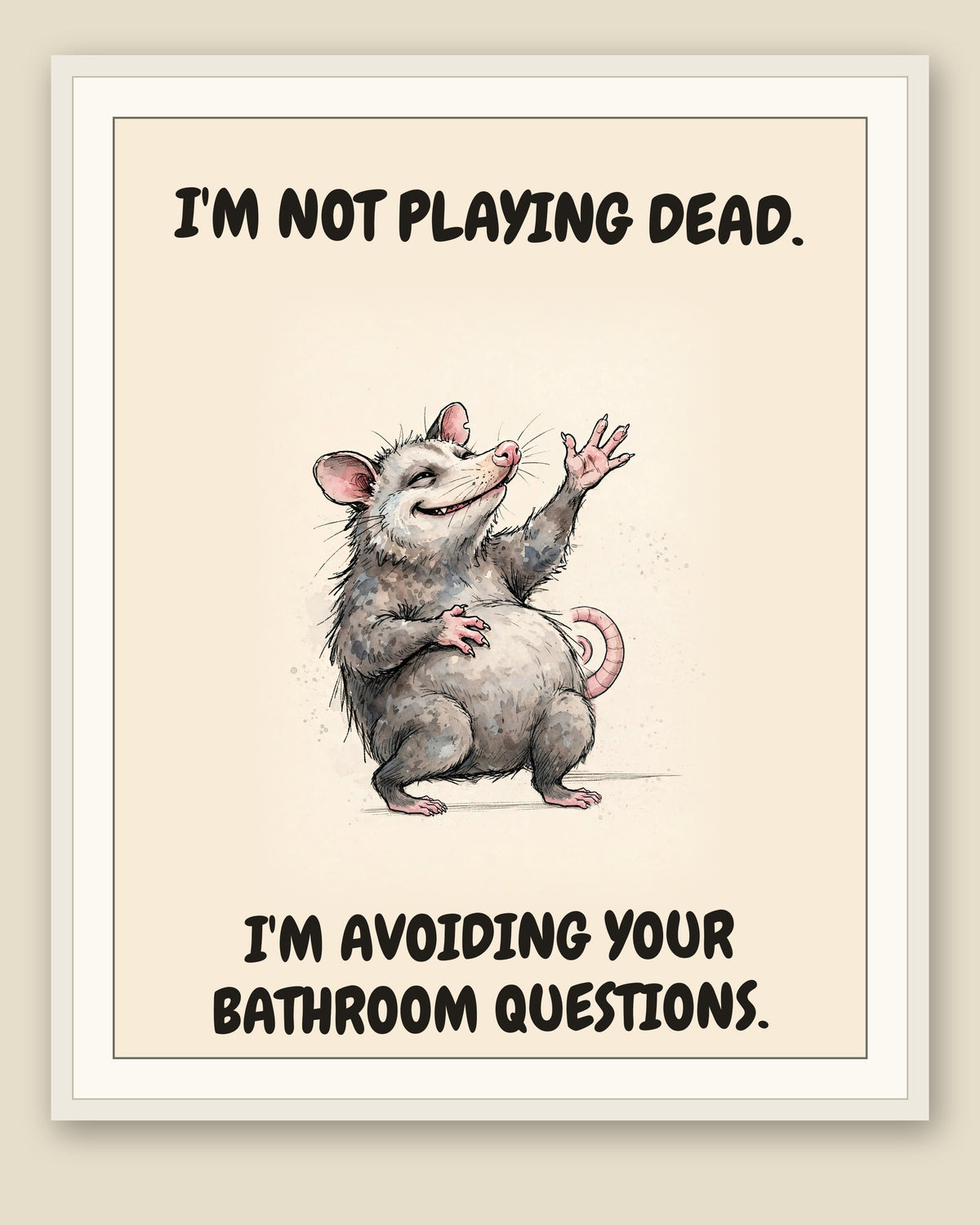The same print shown framed with a cream mat — frame for display only, not included