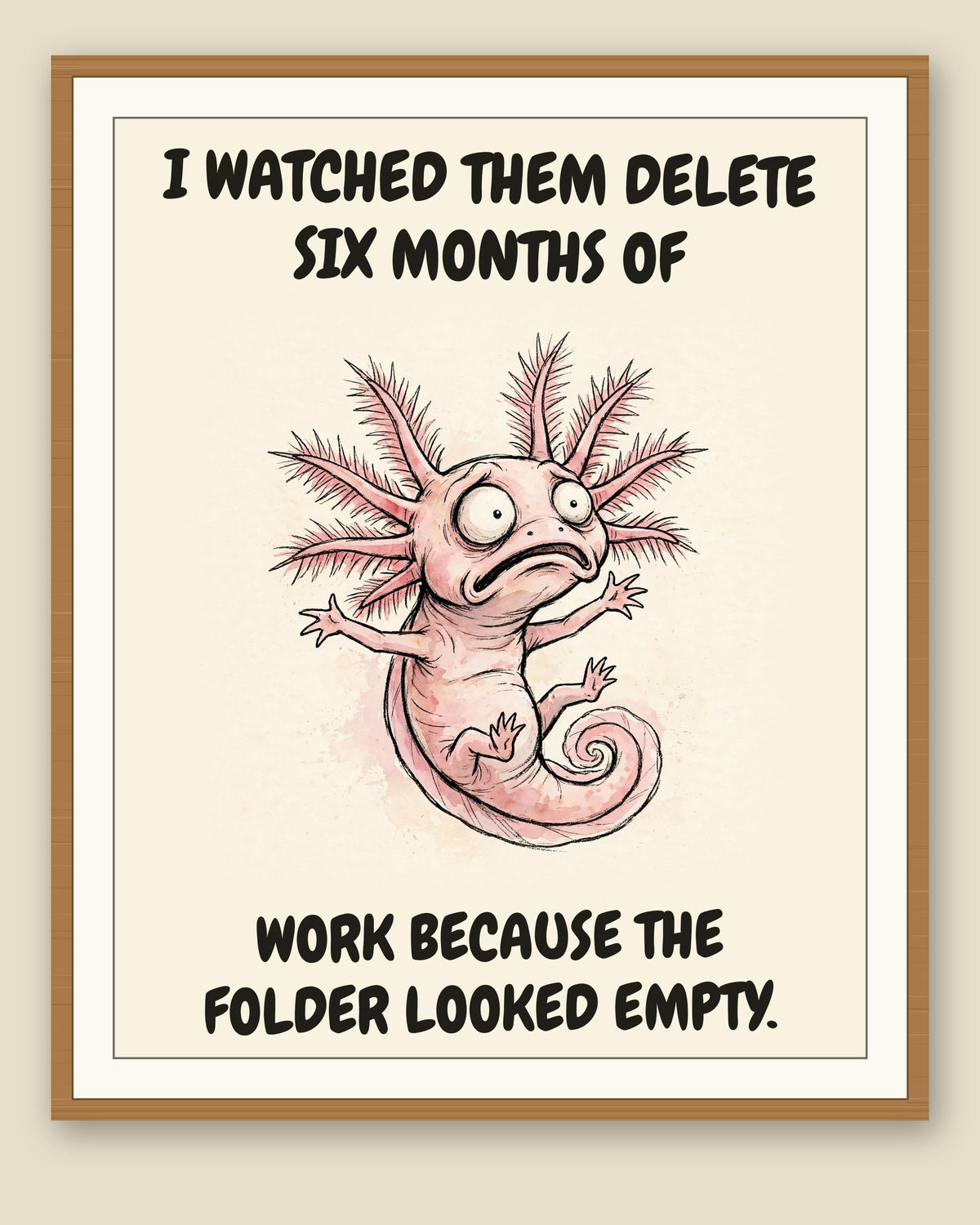 The same print shown framed with a cream mat — frame for display only, not included