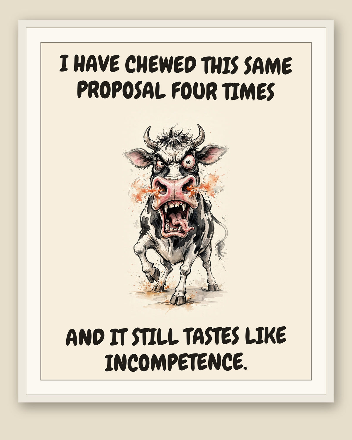 The same print shown framed with a cream mat — frame for display only, not included