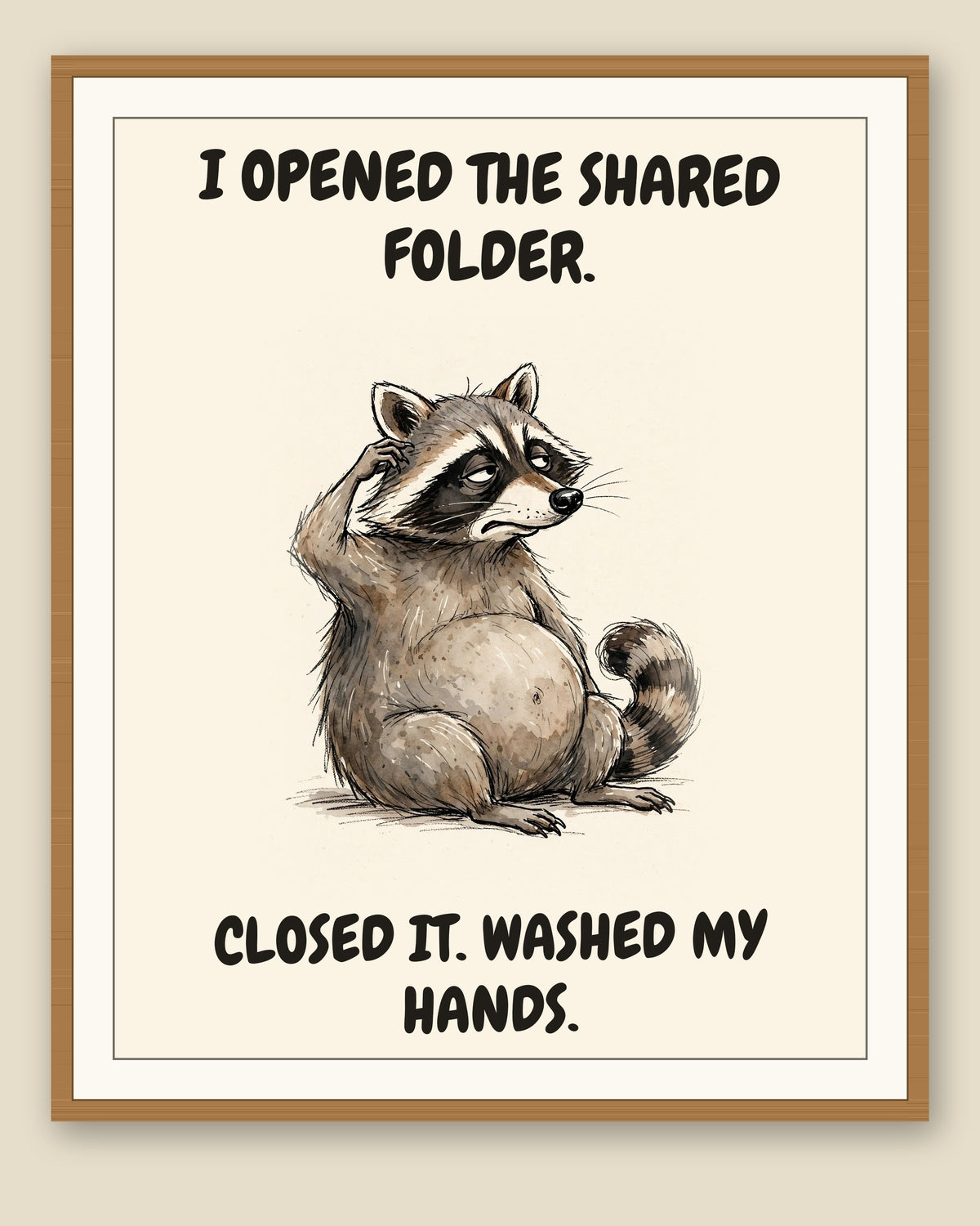 The same print shown framed with a cream mat — frame for display only, not included