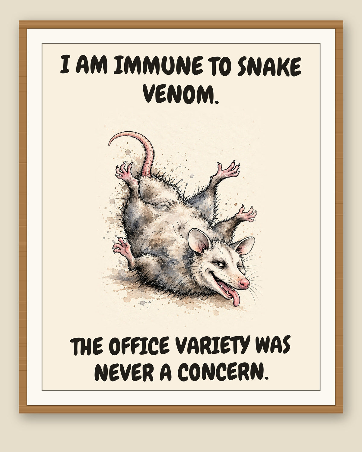 The same print shown framed with a cream mat — frame for display only, not included