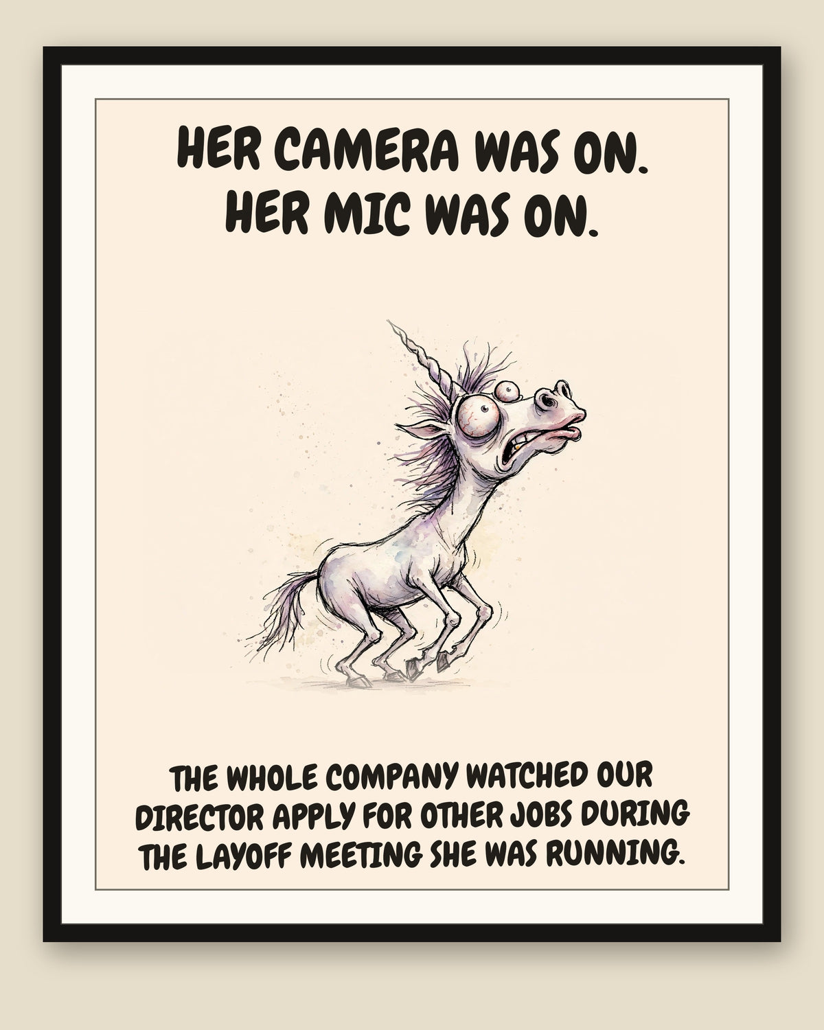 The same print shown framed with a cream mat — frame for display only, not included