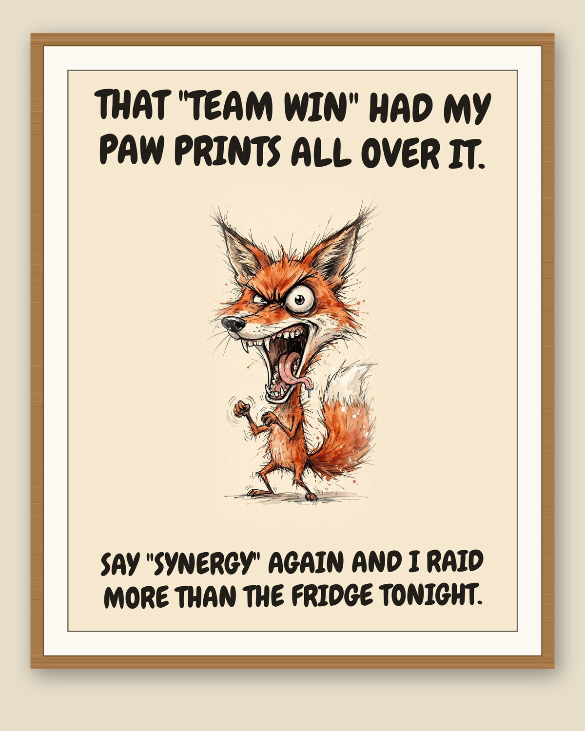 The same print shown framed with a cream mat — frame for display only, not included