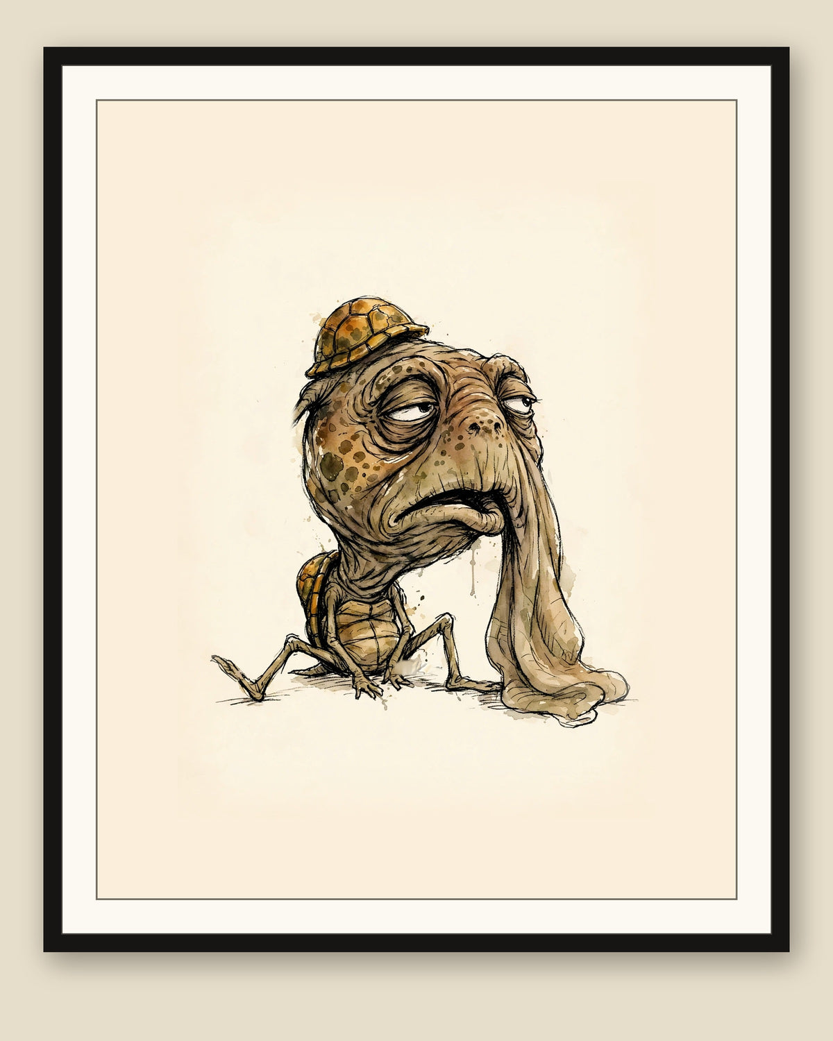 The same wordless print shown framed with a cream mat — frame for display only, not included