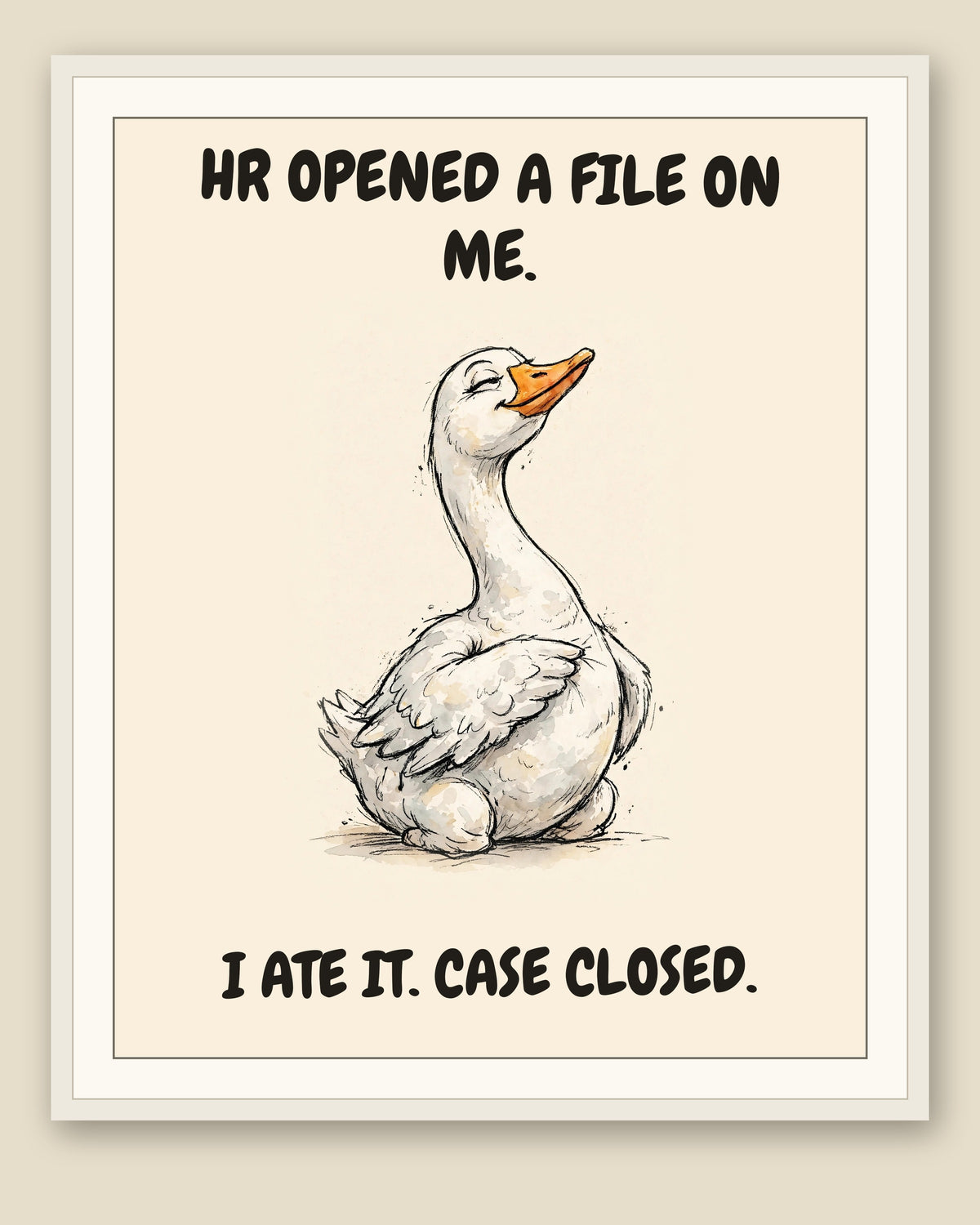 The same print shown framed with a cream mat — frame for display only, not included