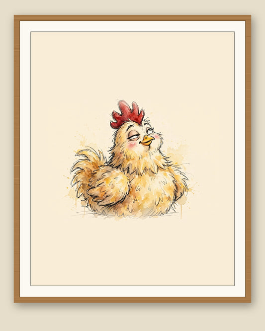 The same wordless print shown framed with a cream mat — frame for display only, not included