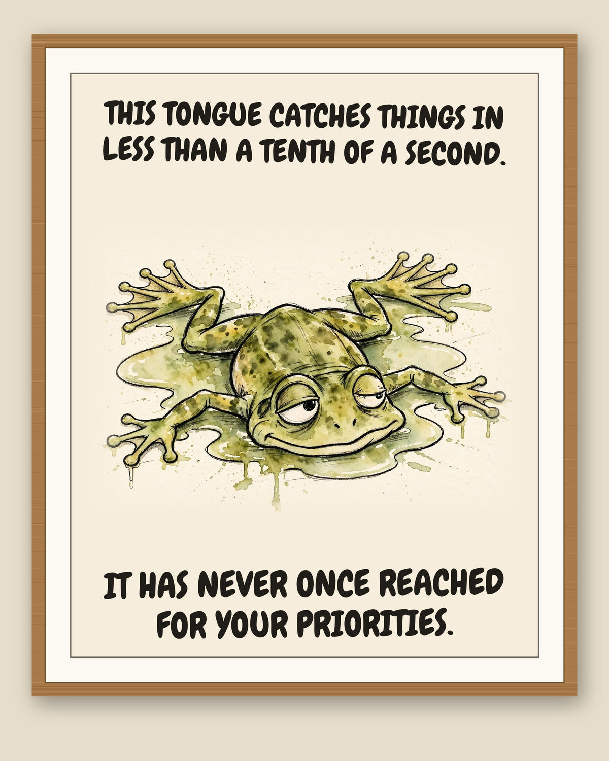 The same print shown framed with a cream mat — frame for display only, not included