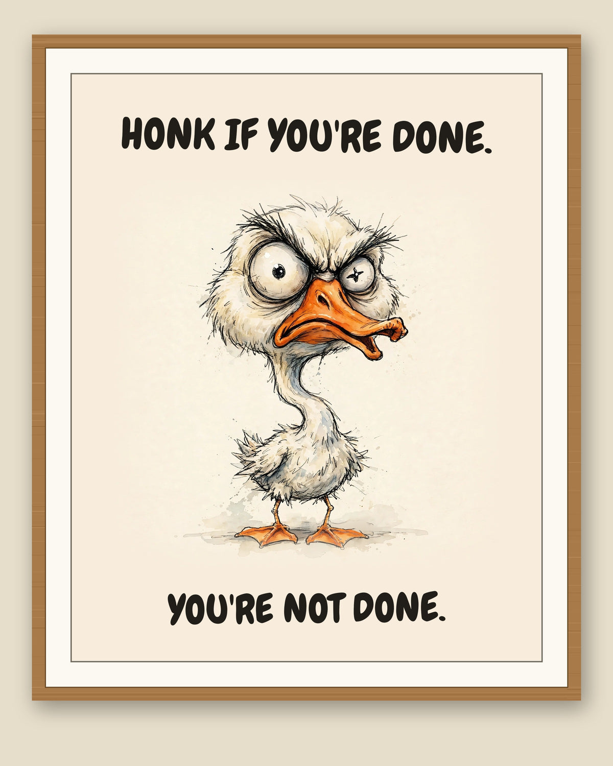 The same print shown framed with a cream mat — frame for display only, not included