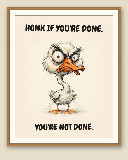 The same print shown framed with a cream mat — frame for display only, not included