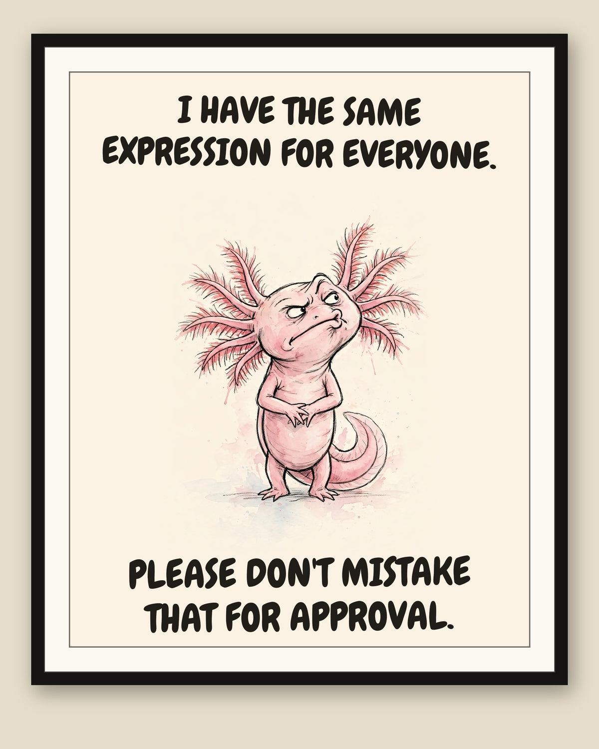 The same print shown framed with a cream mat — frame for display only, not included