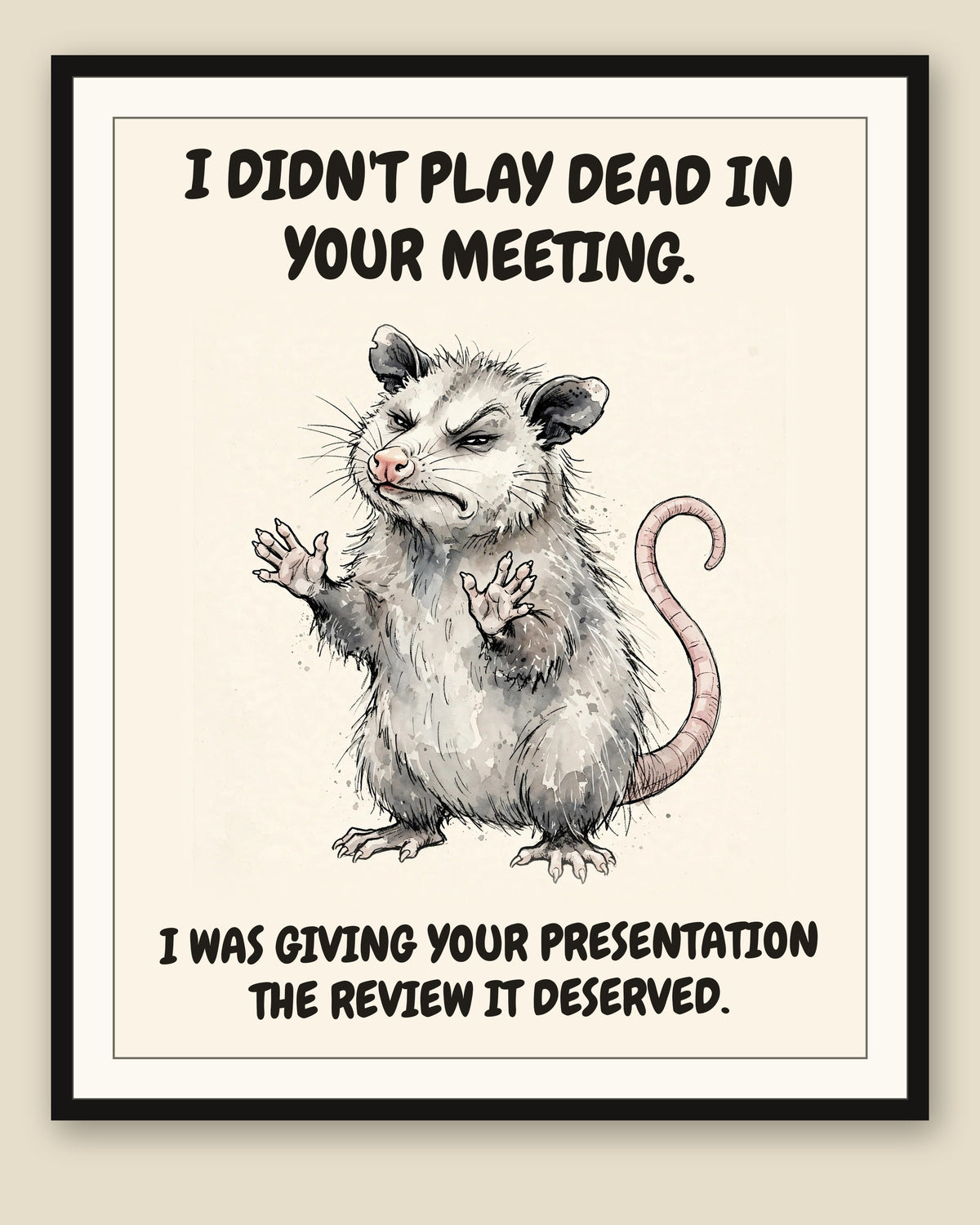 The same print shown framed with a cream mat — frame for display only, not included