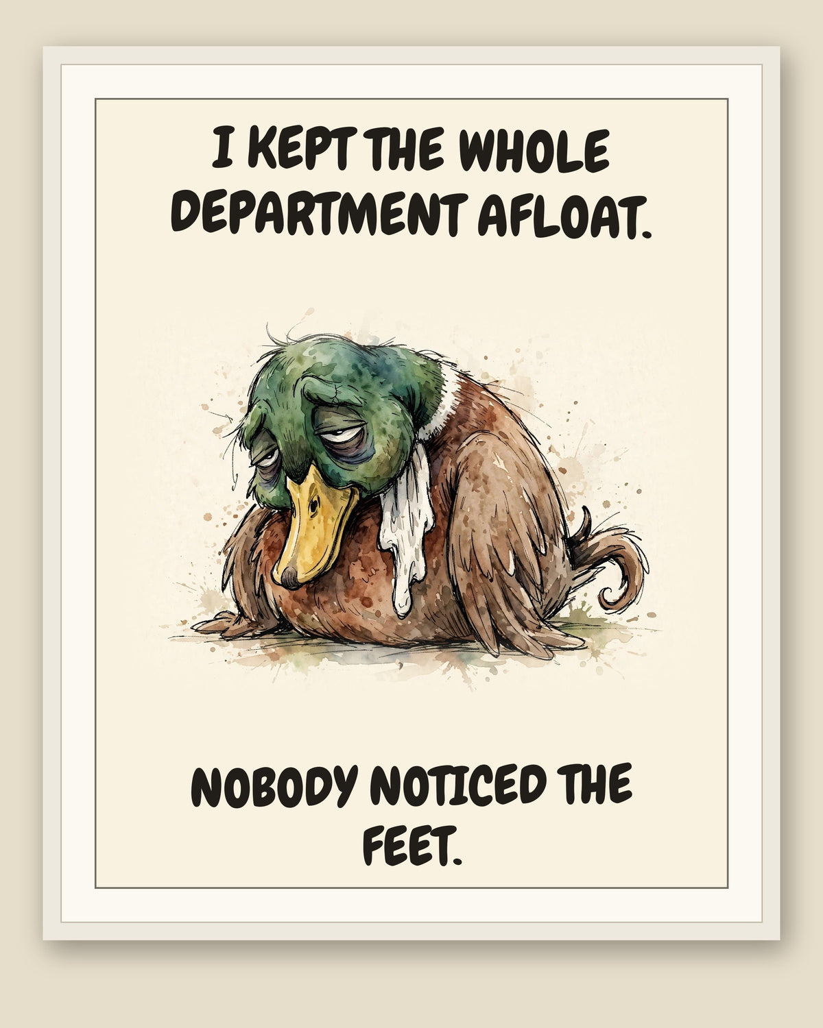 The same print shown framed with a cream mat — frame for display only, not included