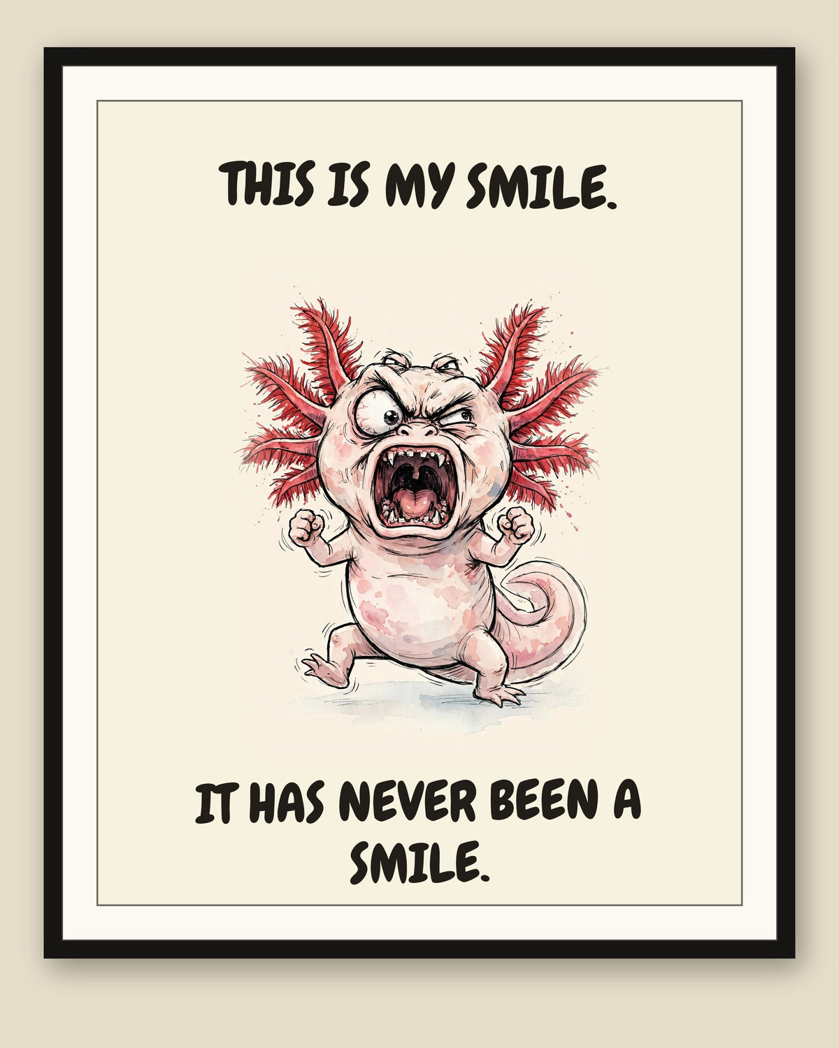 The same print shown framed with a cream mat — frame for display only, not included