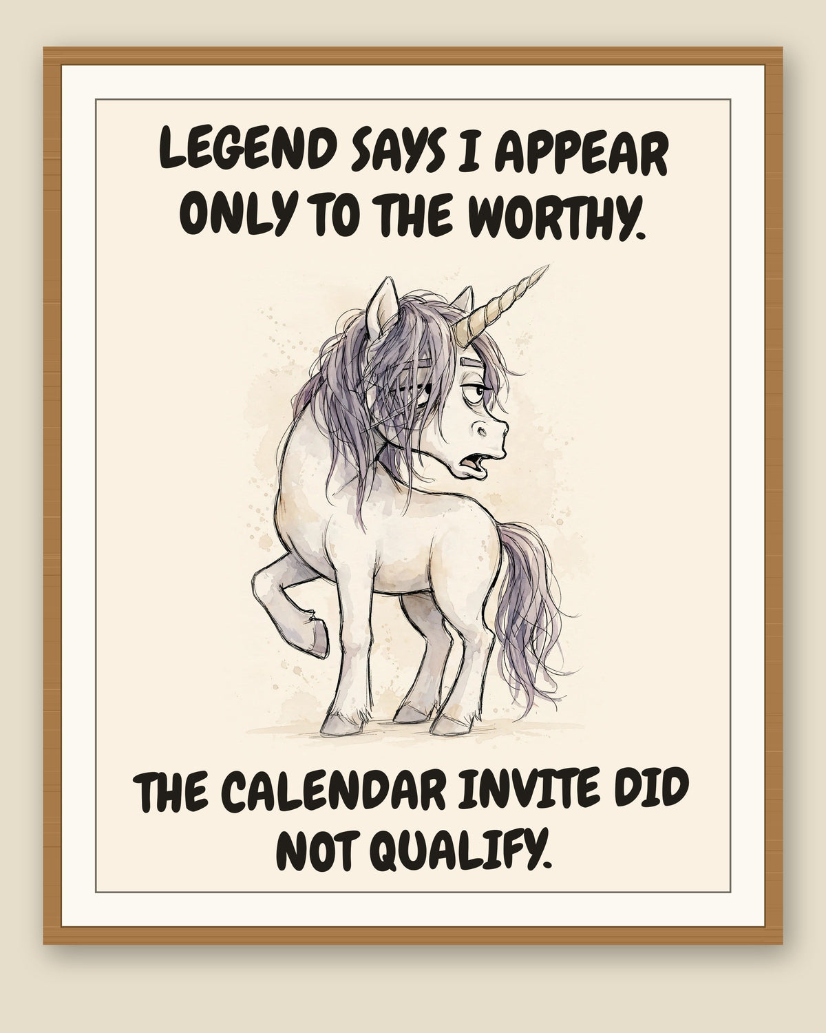 The same print shown framed with a cream mat — frame for display only, not included