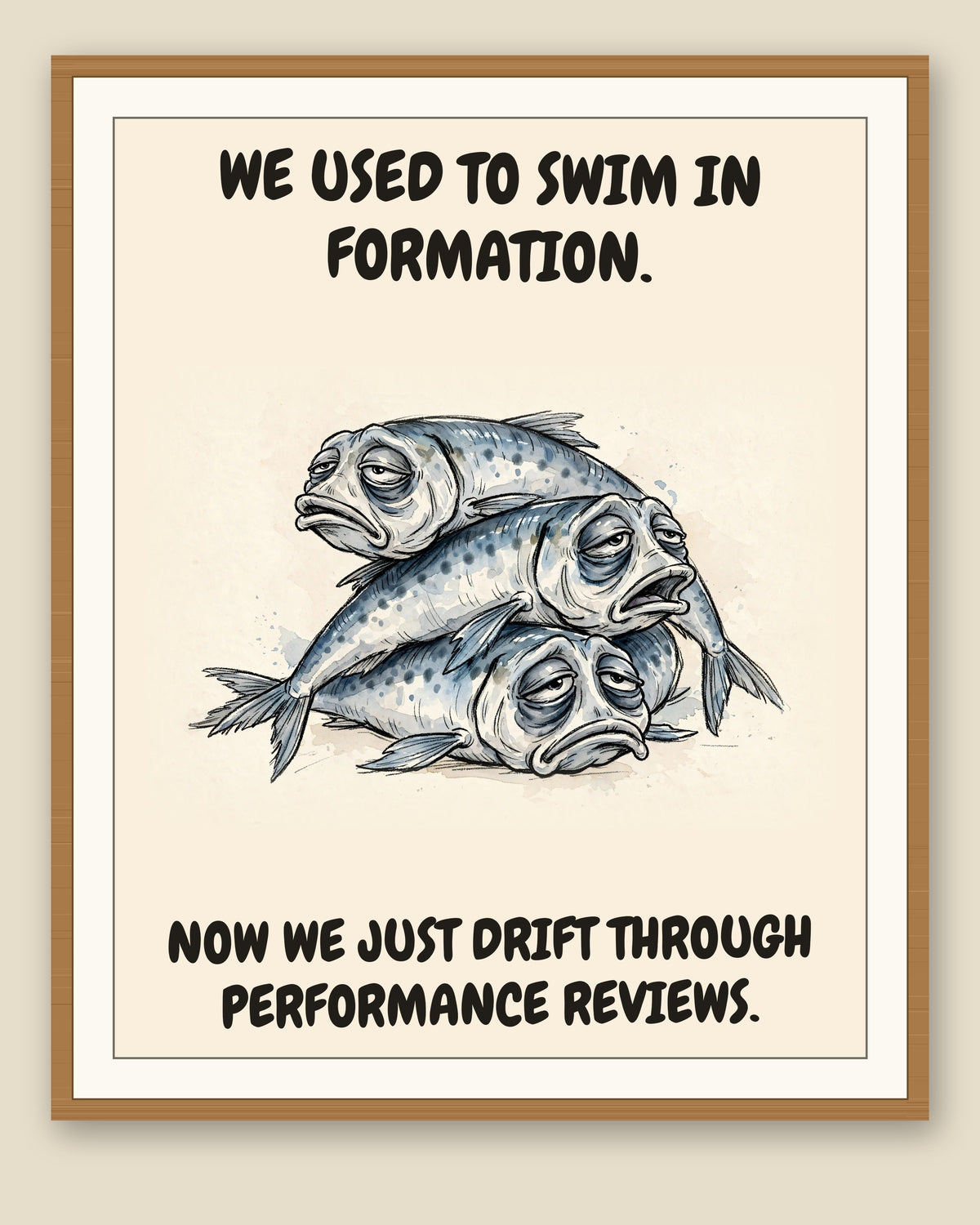 The same print shown framed with a cream mat — frame for display only, not included