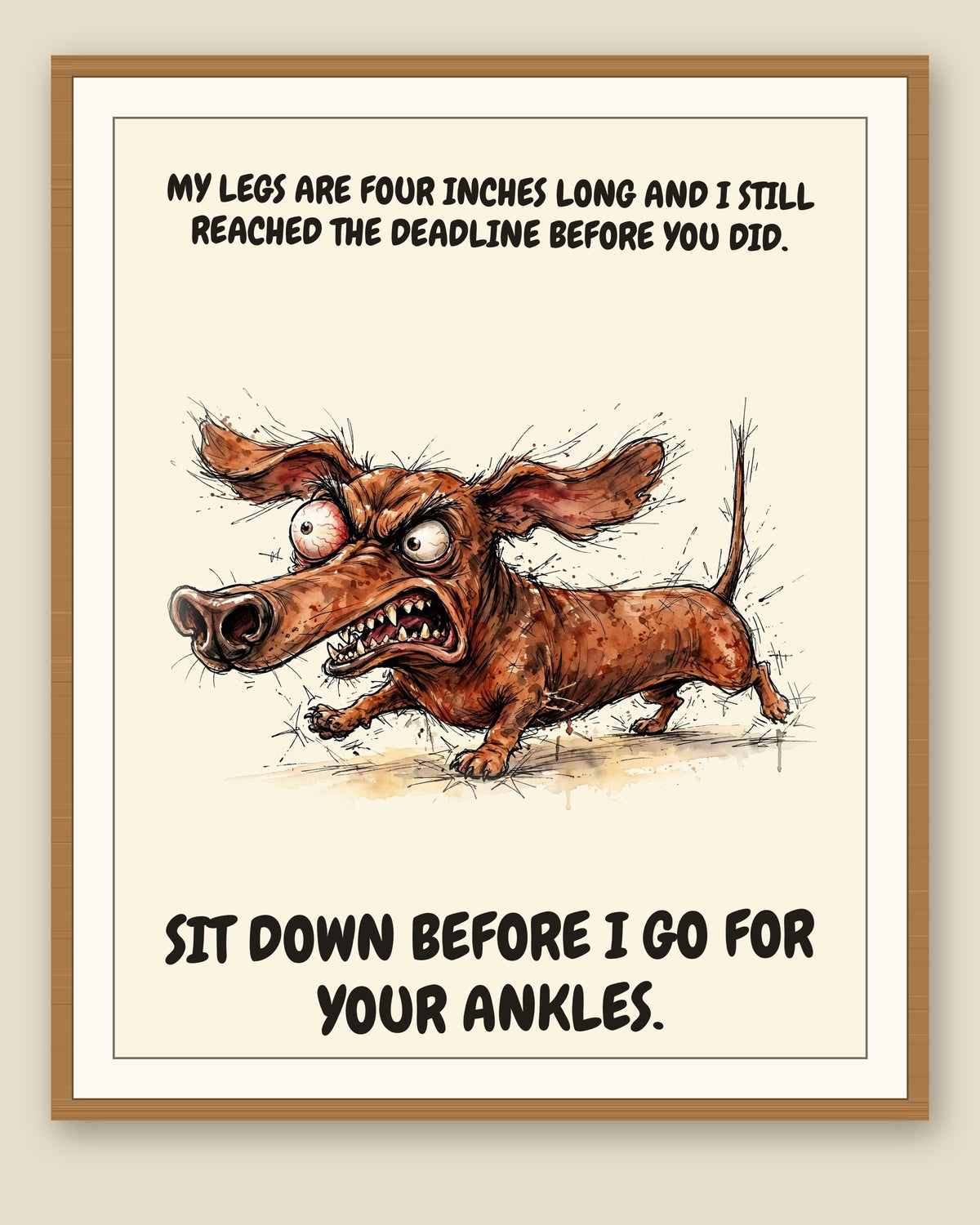 The same print shown framed with a cream mat — frame for display only, not included
