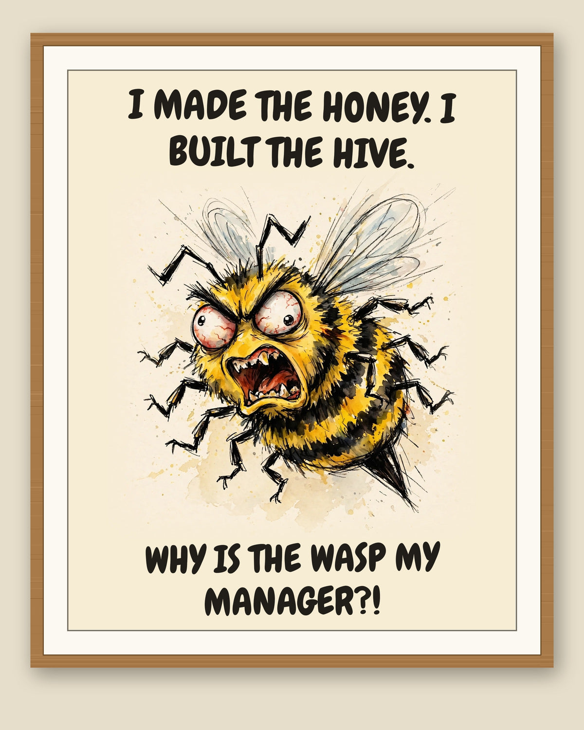 The same print shown framed with a cream mat — frame for display only, not included