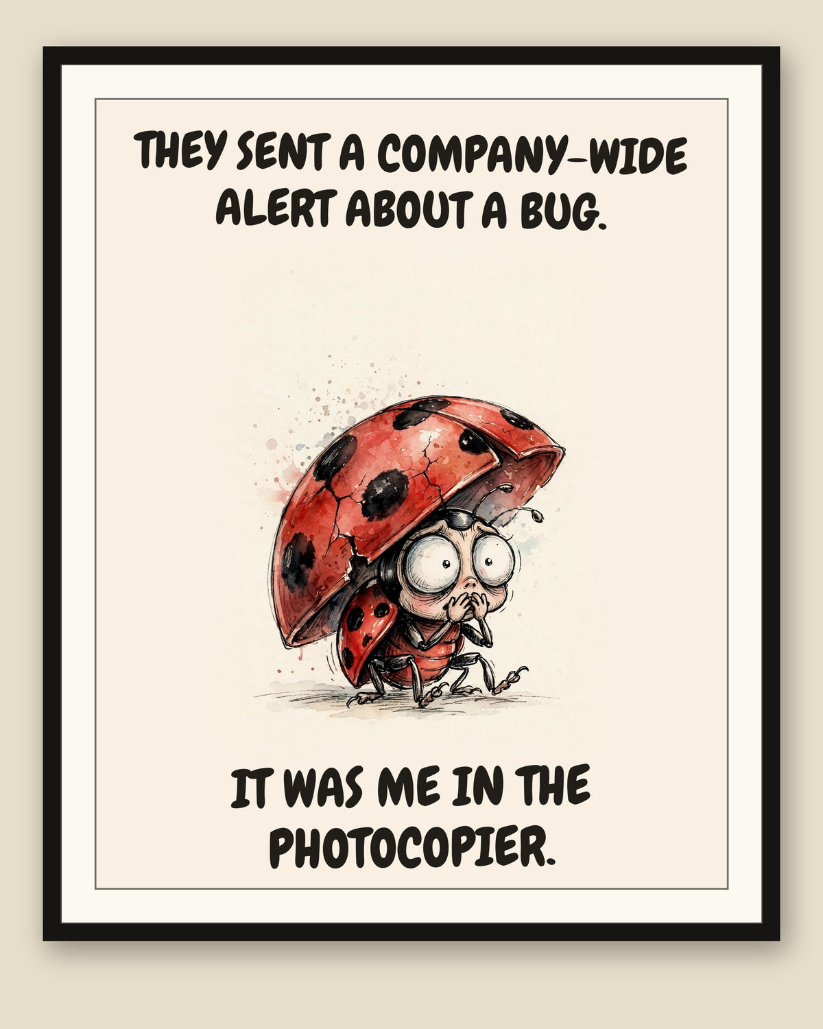 The same print shown framed with a cream mat — frame for display only, not included