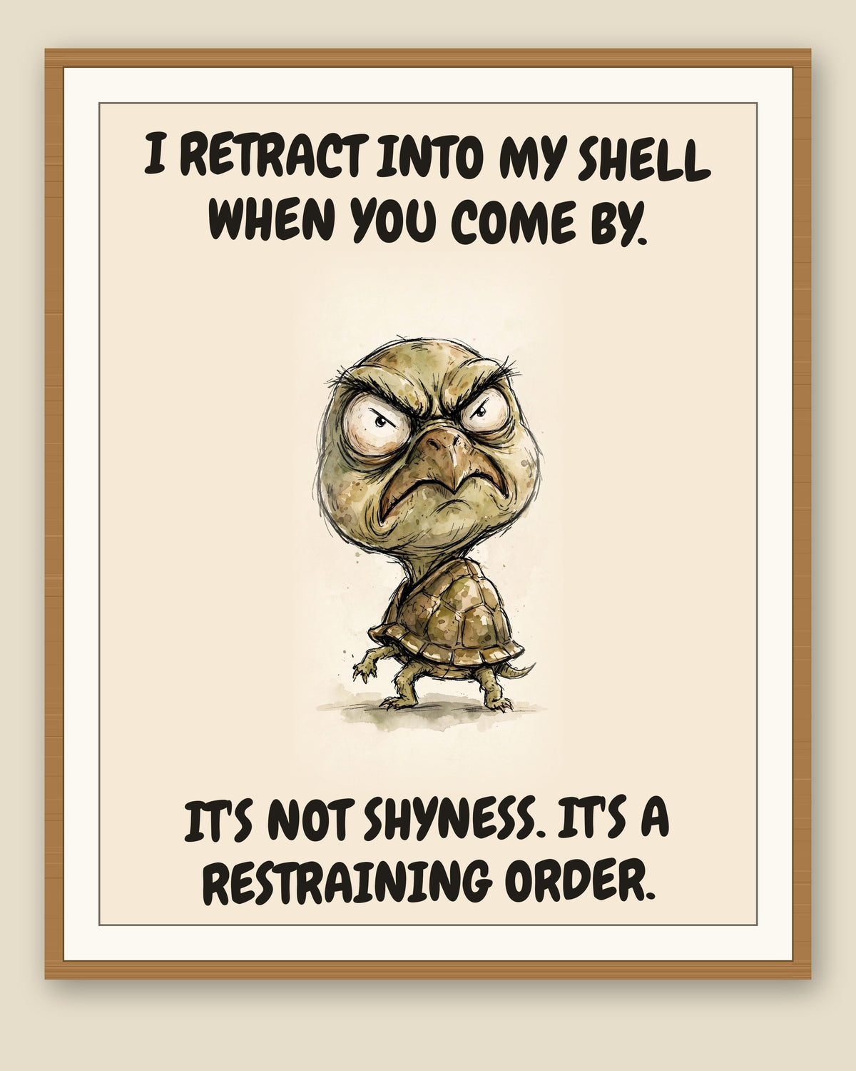 The same print shown framed with a cream mat — frame for display only, not included