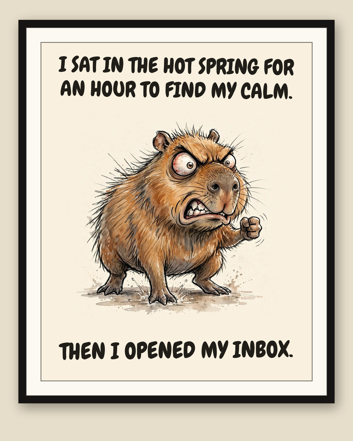 The same print shown framed with a cream mat — frame for display only, not included