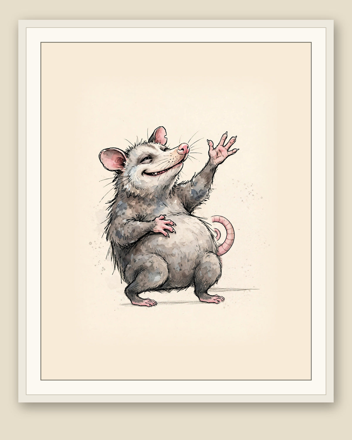 The same wordless print shown framed with a cream mat — frame for display only, not included