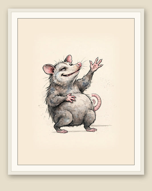 The same wordless print shown framed with a cream mat — frame for display only, not included