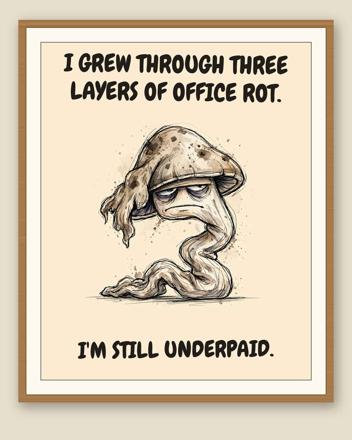The same print shown framed with a cream mat — frame for display only, not included
