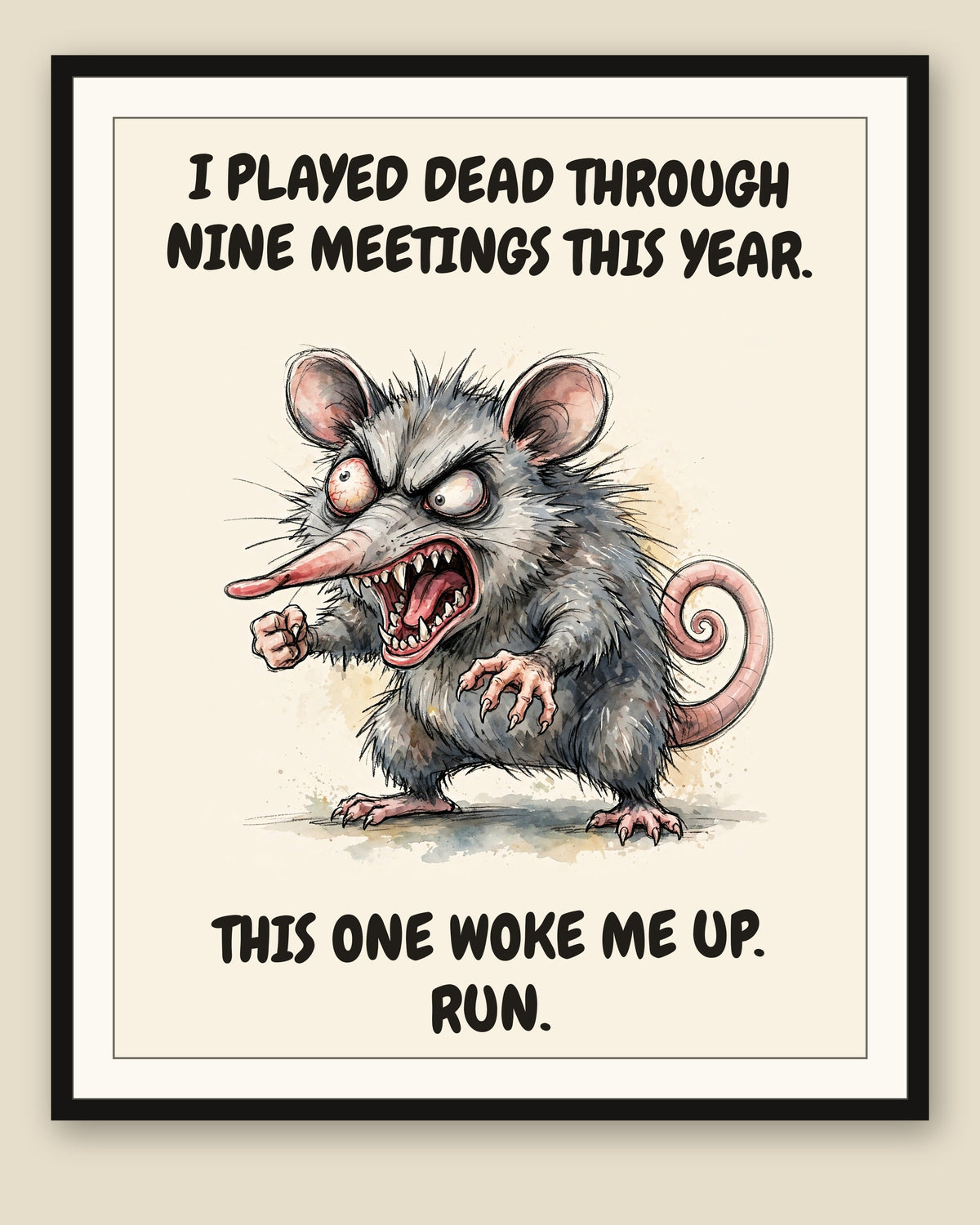 The same print shown framed with a cream mat — frame for display only, not included