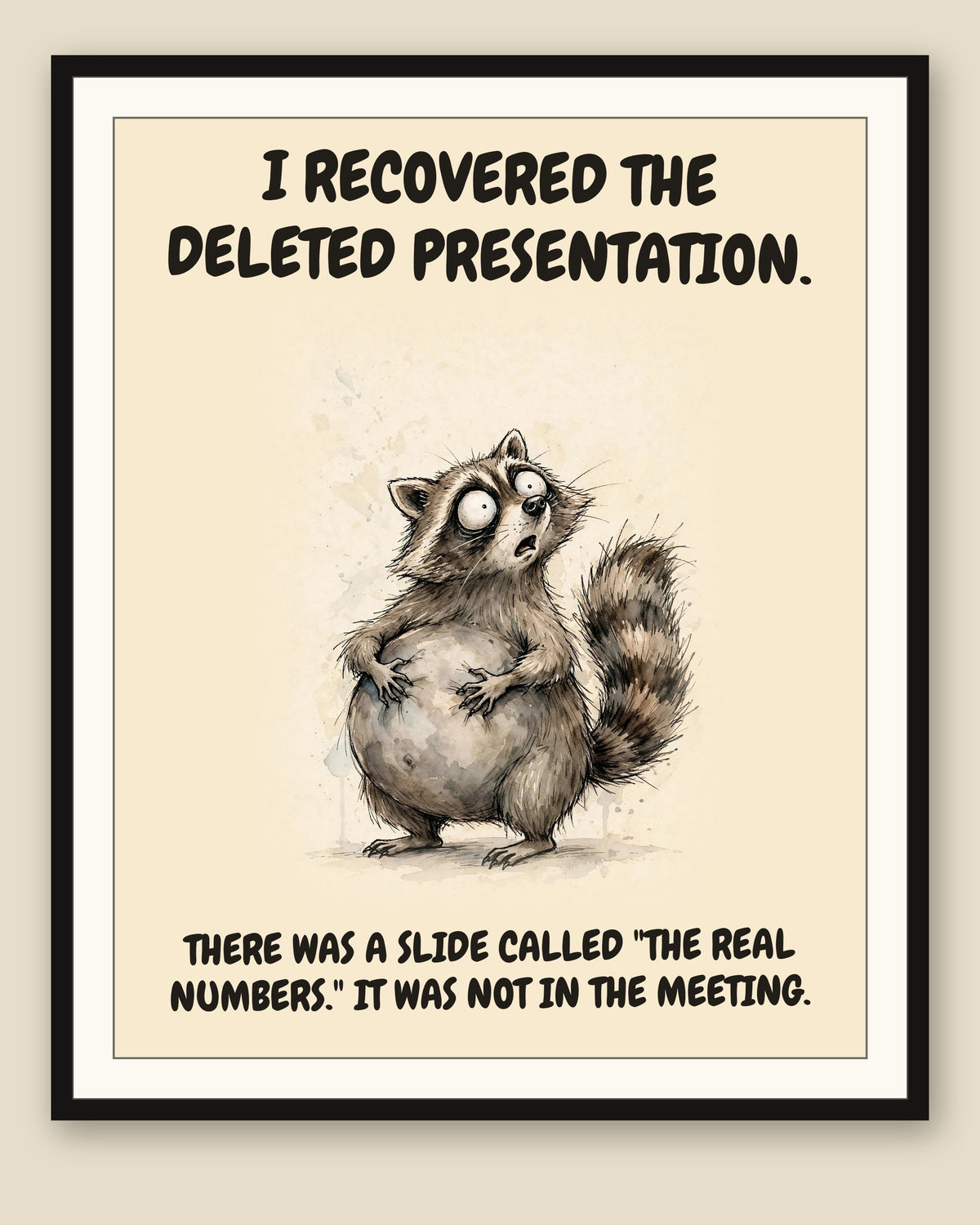 The same print shown framed with a cream mat — frame for display only, not included